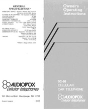 Audiovox BC-20 Owner Operating Instructions