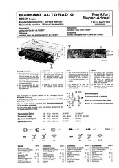 Blaupunkt Frankfurt Super-Arimat FD 827 Quick Start Manual