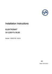 GFA 10003745 10016 Installation Instructions Manual