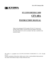 KYOWA CFV-40A Instruction Manual
