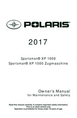Polaris Sportsman XP 1000 Zugmaschine 2017 Owner's Manual For Maintenance And Safety