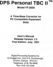 DPS Personal TBC II VT-2000 User Manual