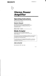 Sony XM-235 Operating Instructions Manual