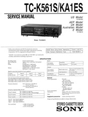 Sony TC-K561S Service Manual