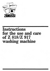 Zanussi Z 818 Instructions Manual