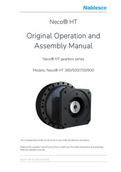 Nabtesco Neco HT 900 Operation And Assembly Manual