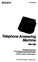 Sony TAM-1000 Operating Instructions Manual
