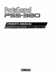 Yamaha PortaSound PSS-380 Owner's Manual