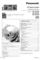 Panasonic SCAK333 - MINI HES W/CD PLAYER Operating Instructions Manual