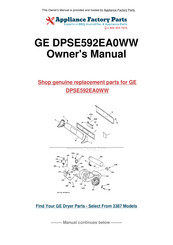 GE DPSE592EA0WW Owner's Manual