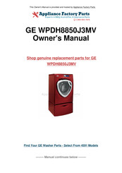 GE WPDH8850J3MV Owner's Manual & Installation Instructions