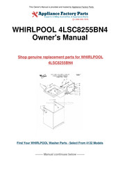 Whirlpool 4LSC8255BN4 Use And Care Manual