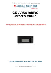 GE Spacemaker XL JVM3670BF03 Owner's Manual