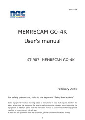 NAC Image Technology MEMRECAM GO-4K User Manual