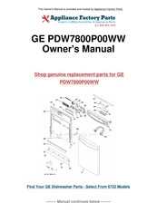 GE Profile PDW7800P00WW Owner's Manual