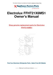 Electrolux FRIGIDAIRE FFHT21X6MS1 Use & Care Manual