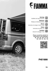 Fiamma F40van 210 Installation And Usage Instructions