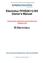 Electrolux FRIGIDAIRE FFHS2611LW2 Use & Care Manual