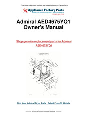 Admiral AED4675YQ1 Use And Care Manual