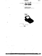 Sony GV-200 - Video Walkman Operating Instructions Manual