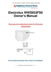 Electrolux White-Westinghouse WWS833F Owner's Manual