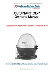 Cuisinart CE-7 Instruction/Recipe Booklet