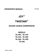Joy TWISTAIR TA-030 Operator's Manual
