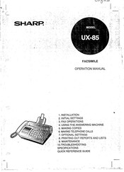 Sharp UX-85 Operation Manual