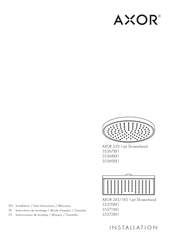 Axor 245/185 1-jet Showerhead 35370 1 Series Installation/User Instructions/Warranty