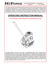 Hi-Force JAH1260C Operating Instructions Manual