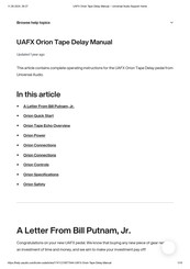 Universal Audio UAFX Orion Tape Delay Manual