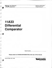 Tektronix 11A33 User Reference Supplement