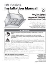 Detroit Radiant Products RV 120 Installation Manual