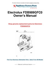Electrolux Frigidaire FDB989GFC0 Use & Care Manual