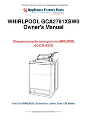 Whirlpool GCA2781XSW0 Installation Instructions Manual