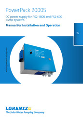 Lorentz PowerPack PP2000S Manual For Installation And Operation