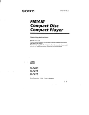 Sony Discman D-F411 Operating Instructions Manual