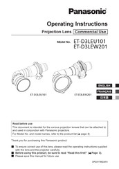 Panasonic ET-D3LEU101 Operating Instructions Manual