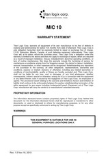 Titan Logix MIC 10 Installation And Operation Manual