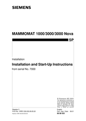 Siemens MAMMOMAT 3000 Nova Installation And Start-Up Instructions Manual