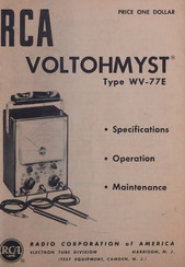 RCA VOLTOHMYST WV-77E Operation & Maintenance Manual