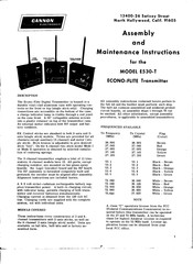Cannon ECONO-FLITE E530-T Assembly And Maintenance Instructions
