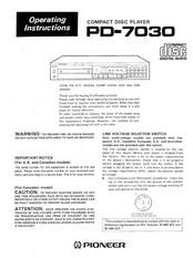 Pioneer PD-7030 Operating Instructions Manual