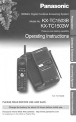 Panasonic KX-TC1503B - 900 MHz Digital Cordless Phone Operating Instructions Manual