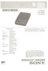 Sony M-2000 - Microcassette Transcriber/Recorder Service Manual