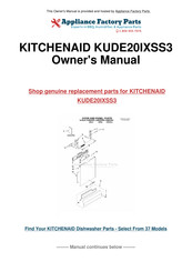 KitchenAid KUDE20IXSS3 User Instructions