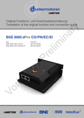 Ametek dunkermotoren BGE 8060 dPro IO/CO Translation Of The Original Function And Connection Manual