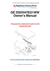 GE Spacemaker DSXH47EG1WW Owner's Manual & Installation Instructions