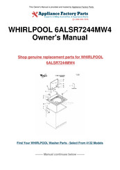 Whirlpool 6ALSR7244MW4 User Instructions