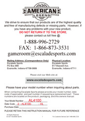 American Legend AL4100 Instruction Manual